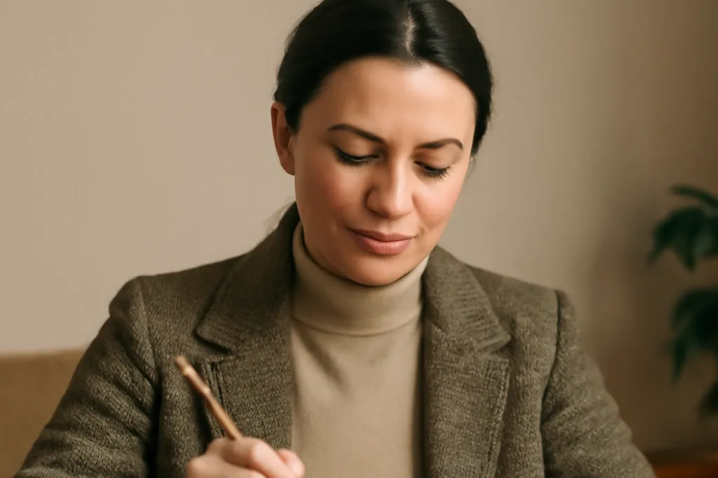 Femme peignant des œufs de Pâques colorés sur une table en bois