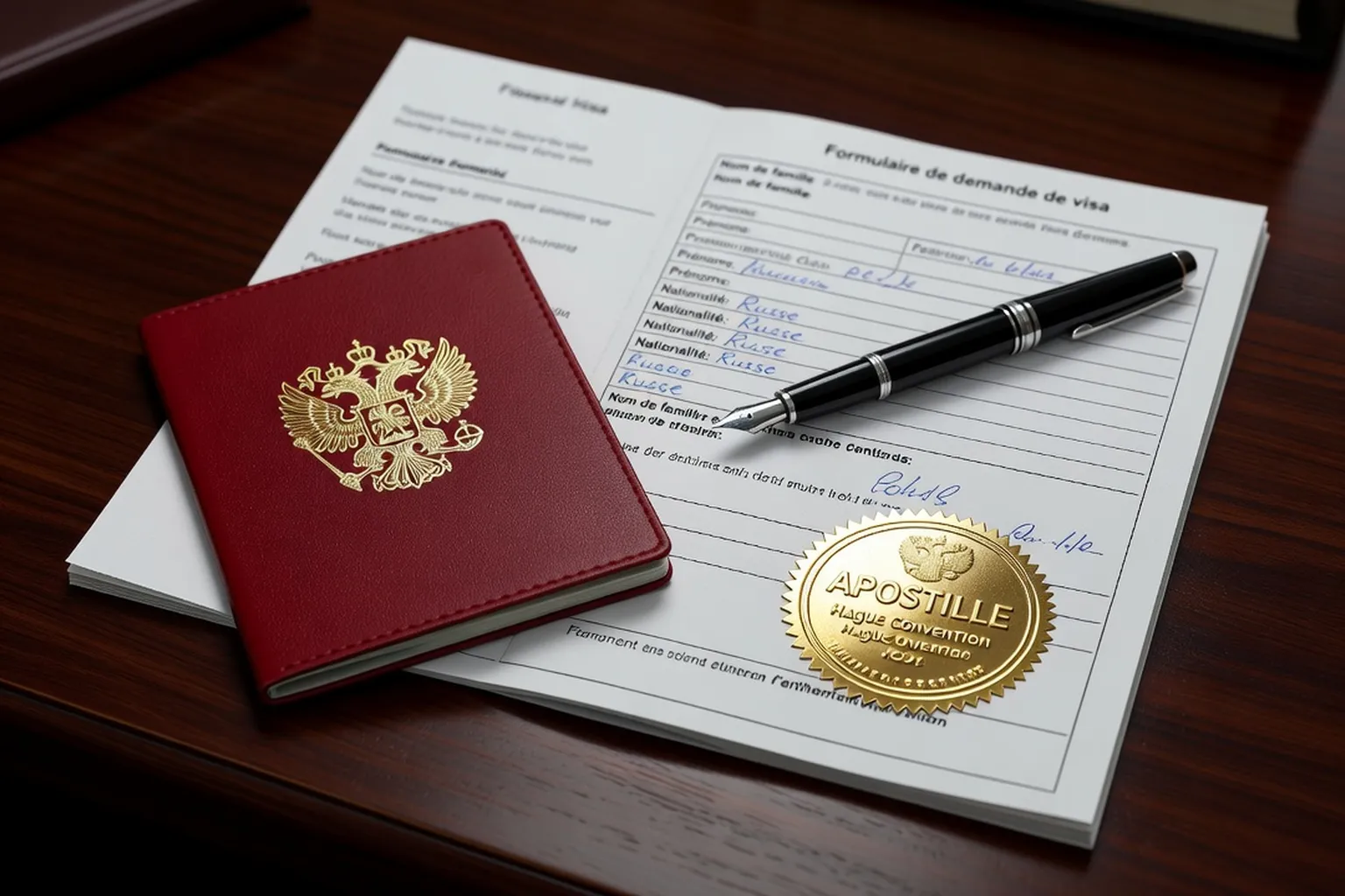 Documents administratifs pour visa fiancée russe France : passeport, actes officiels, traductions