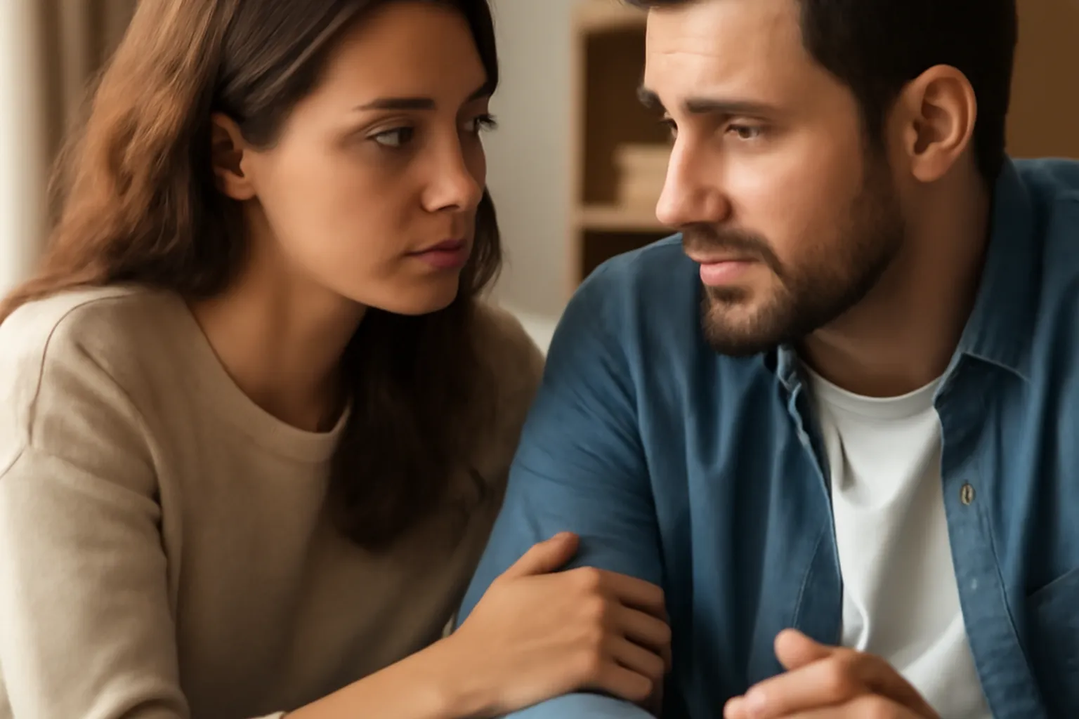 Couple franco-russe en discussion sérieuse mais bienveillante
